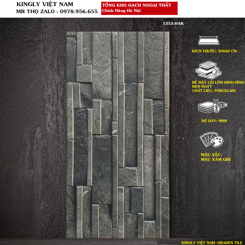 Gạch ốp tường ngoài trời đẹp 30x60 1353